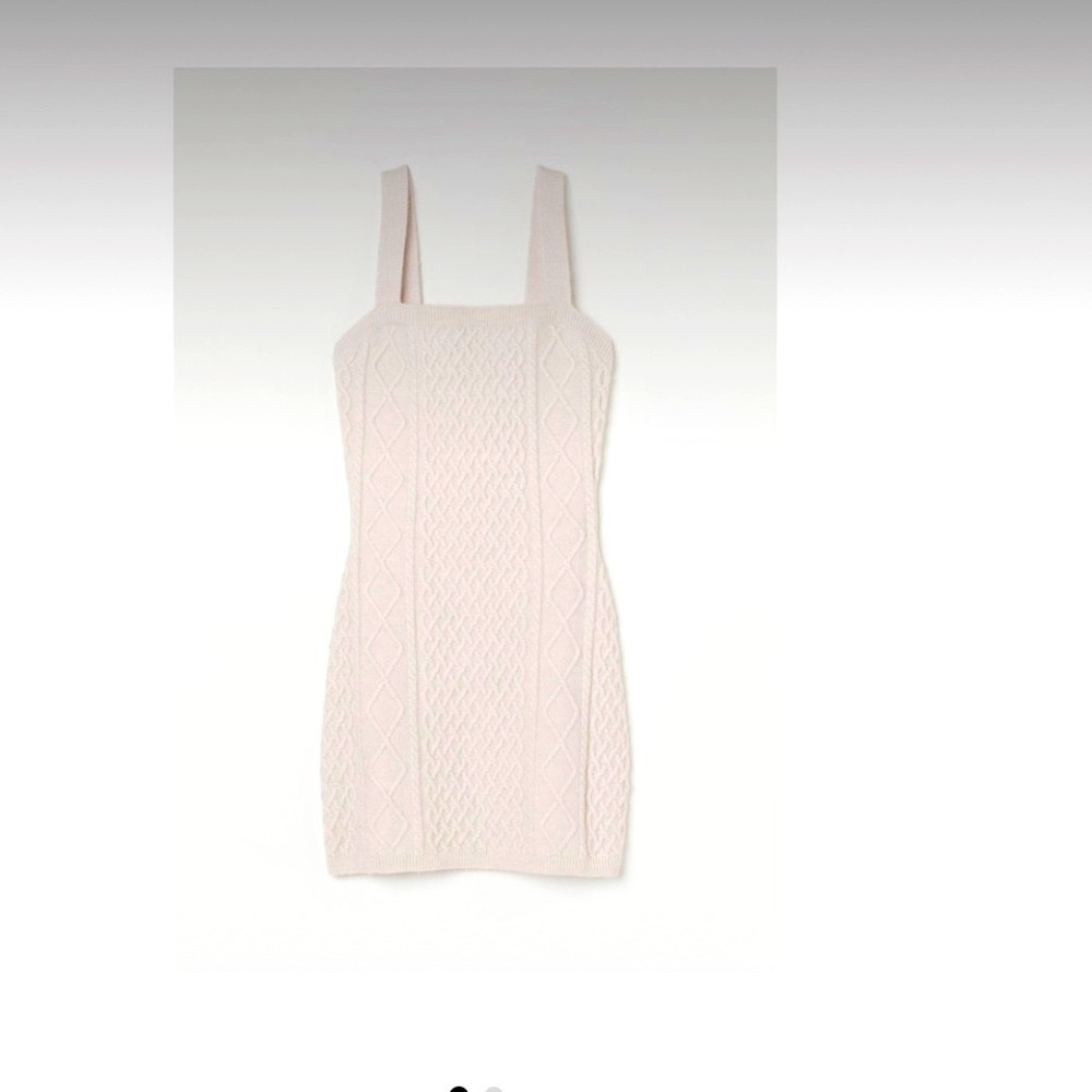 H&M Cream cable knit sweater tank dress with cropped overlay sweater.